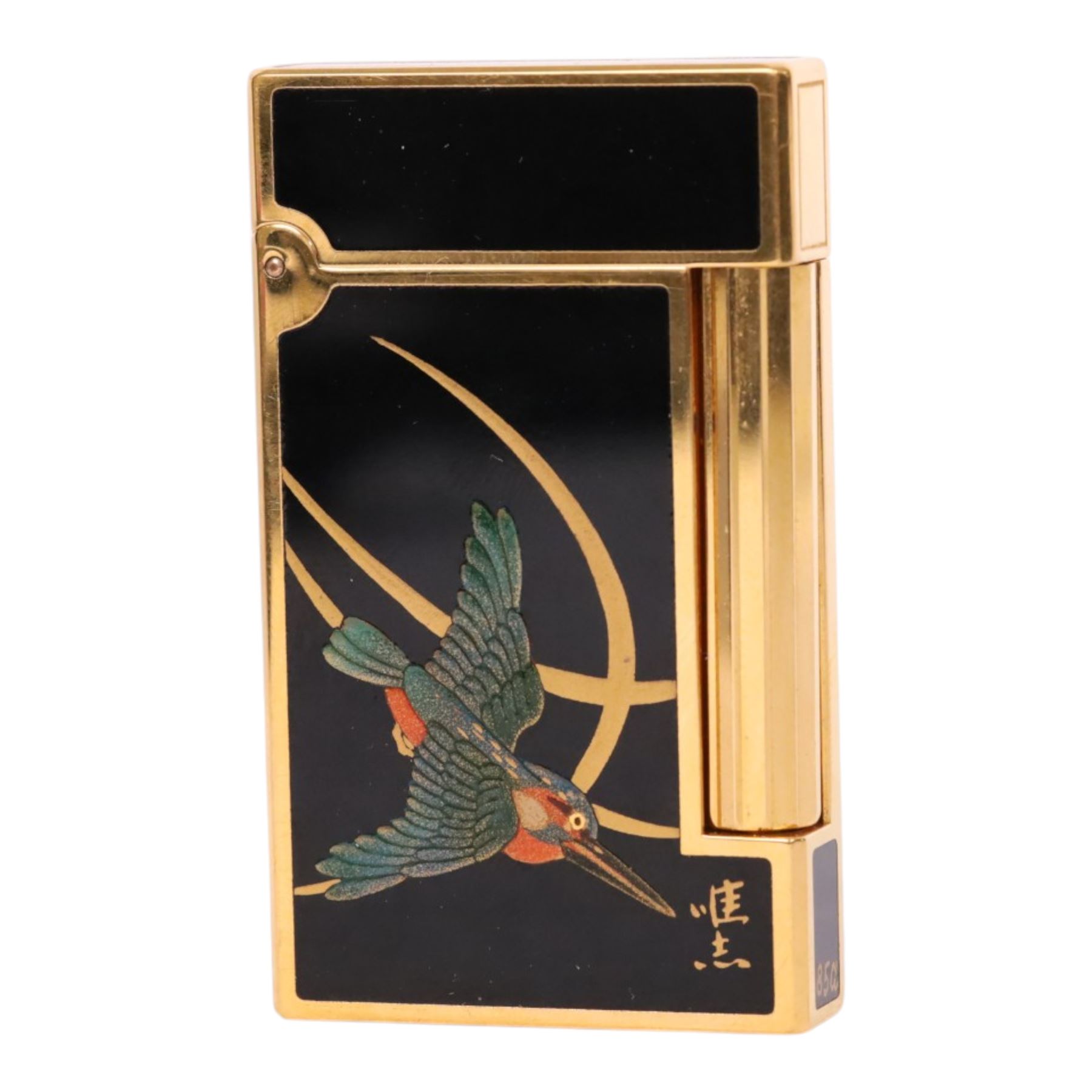 S J Dupont - Kawasemi, by artist Tadashi Inami, the Kingfisher Maki-E lighter with serial number 19CJN97, in the original presentation box