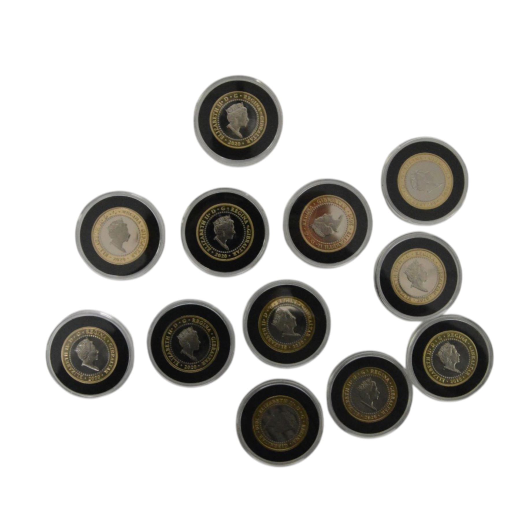Queen Elizabeth II Gibraltar 2020 'Twelve Labours of Hercules' set of twelve two pound coins, cased with certificates