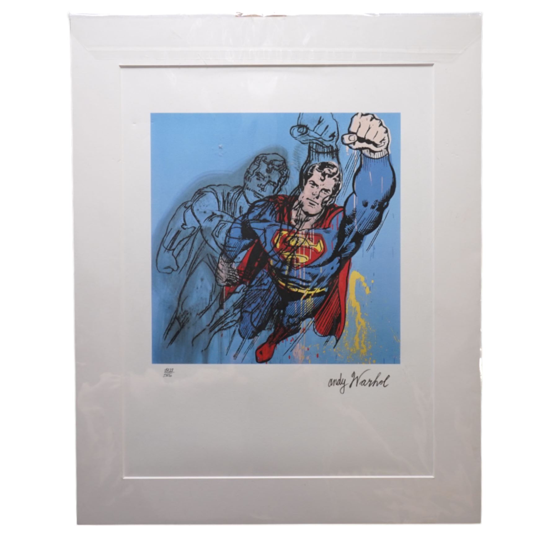 After Andy Warhol (American 1928-1987): 'Superman', limited edition lithograph in colours numbered 1723/5000 in pencil with facsimile signature 40cm x 30cm