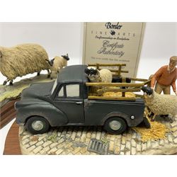 Two Border Fine Arts figure groups, comprising Black faced Ewe & Border Collie no B104 by Ray Ayres and To The Tup Sale, no JH72 limited edition 383/1850, both on wooden base, one with certificate
