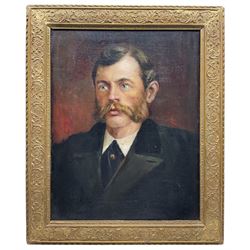 JKF (British 19th century): Portrait of 'Captain Neil Maclean', oil on canvas, signed with initials inscribed 'after a carte de visite' and dated 1879 verso, titled on stretcher 45cm x 35cm