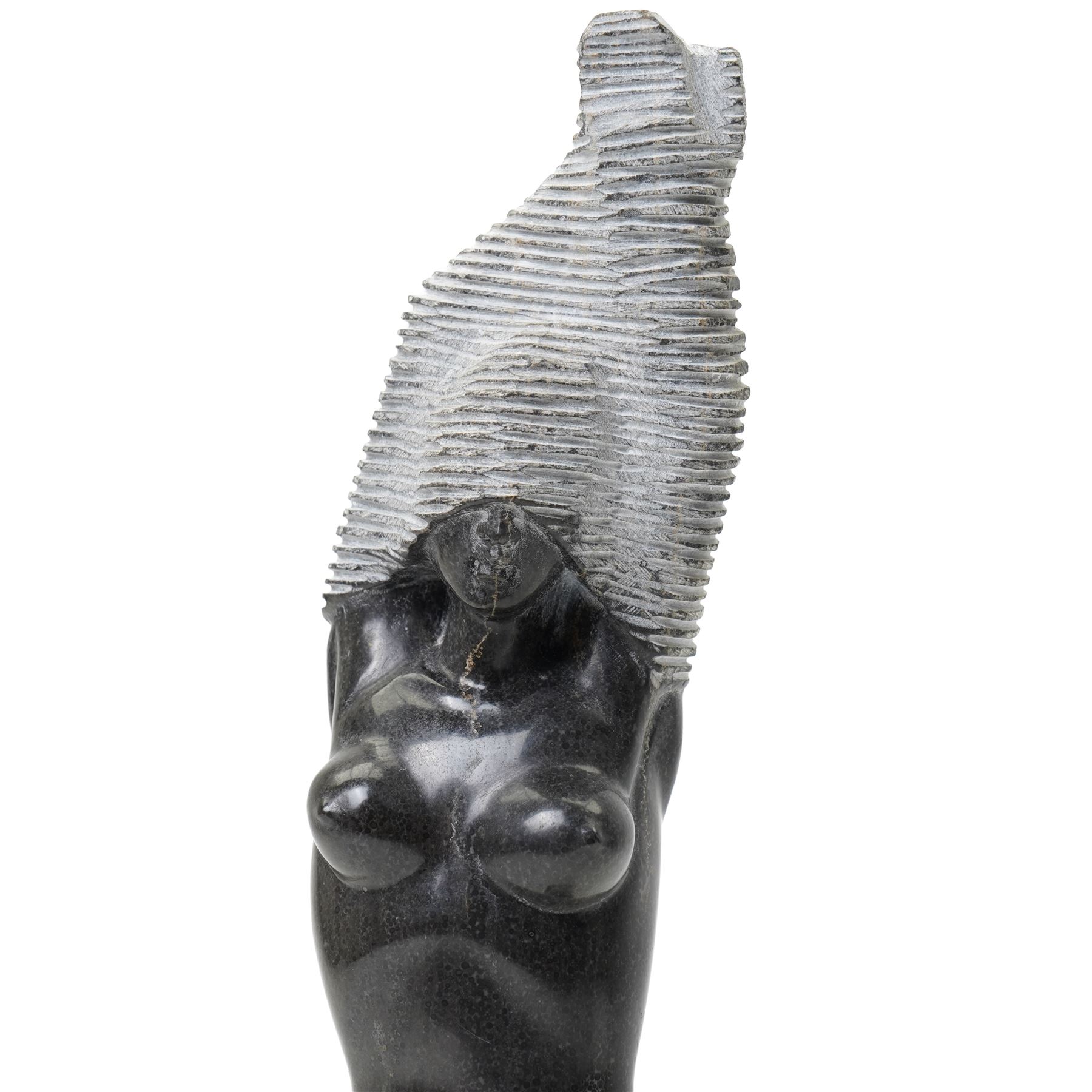 Contemporary marble study of a female nude, on integral carved pedestal base, H42cm 