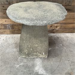 Cast stone two piece garden staddle stone mushroom