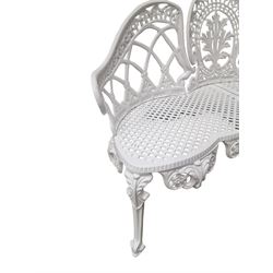 Victorian design white painted cast aluminium two seat garden bench - THIS LOT IS TO BE COLLECTED BY APPOINTMENT FROM DUGGLEBY STORAGE, GREAT HILL, EASTFIELD, SCARBOROUGH, YO11 3TX