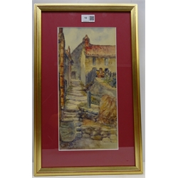  James Ulric Walmsley (British 1860-1954): Tyson's Steps Robin Hood's Bay, watercolour signed and dated 1908, 35cm x 16.5cm  DDS - Artist's resale rights may apply to this lot     