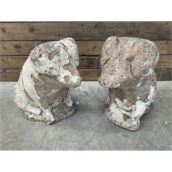 Pair painted stone pigs 
