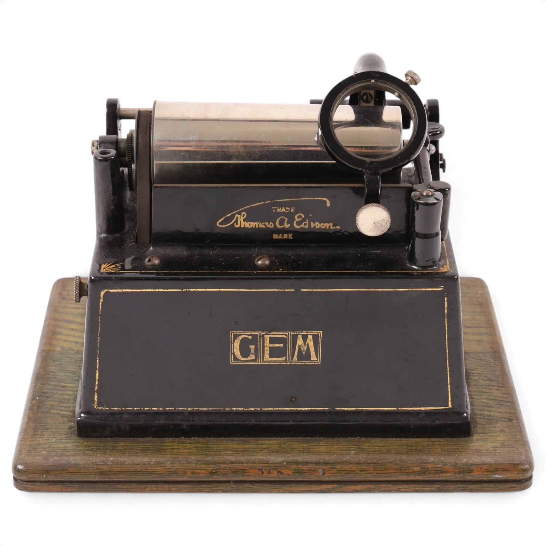 Early 20th century Edison GEM phonograph, in oak case, serial number G115232