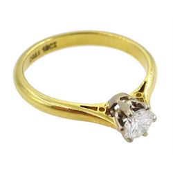 Gold single stone round brilliant cut diamond ring, stamped 18ct, diamond approx 0.30 carat, boxed
