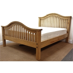  Solid pine frame 5' king size bed with mattress, W167cm, H135cm, L224cm  