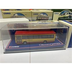 Corgi - twenty eight modern die-cast model coaches, buses and wagons to include Corgi Classics 35305, 96991, 97002, two 97108, 97208, 97267, 97335, 97871 and 98162; limited edition sets D949/26, 97107 and 97185; The Yorkshire Rider Series 91700, 91853, 91858 and 91862; all but one in original boxes or perspex display cases, most with certificates (27)