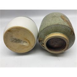 Collection of studio pottery, to include salt glaze vase with trailed decoration, impressed JH mark, possibly Joanna Still (nee Harrisson), set of six cups and vase by Diana Eden with impressed DE marks beneath, etc