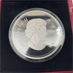 Royal Canadian Mint 2014 'Maple Leaves' fine silver fifty dollar coin, cased with certificate