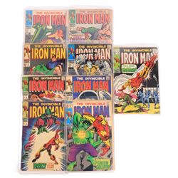 Nine Marvel Silver Age 'The Invincible Iron Man' comic books, spanning years 1968-1969, co...