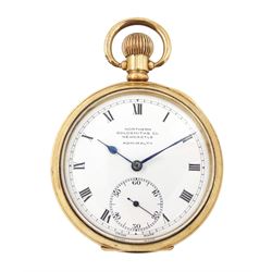 Early 20th century gold-plated open face Admiralty keyless Swiss lever pocket watch by Nor...