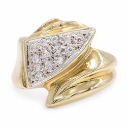 14ct yellow and white gold cubic zirconia abstract design ring