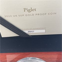 The Royal Mint United Kingdom 2020 'Piglet' gold proof fifty pence coin, cased with certificate