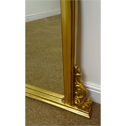  Gilt framed overmantle arched mirror, carved and pierced cresting rail, W123cm, H92cm  