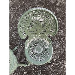 A pair of green painted aluminium garden chairs - THIS LOT IS TO BE COLLECTED BY APPOINTMENT FROM DUGGLEBY STORAGE, GREAT HILL, EASTFIELD, SCARBOROUGH, YO11 3TX