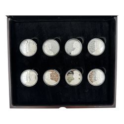 Eight Queen Elizabeth II Cook Islands 2016 sterling silver proof two dollars coins forming 'Shakespeare's Kings' coin set, cased with certificate