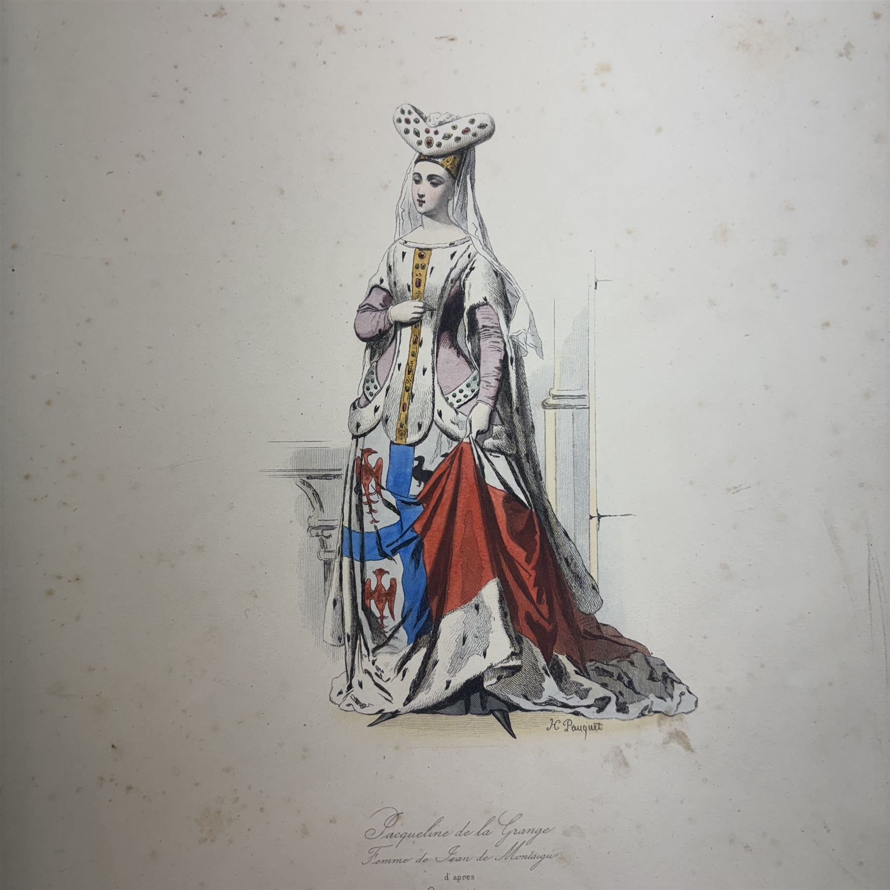 Modes et Costumes Historiques Français, Pauquet frères, Published by Bureaux des modes et des costumes historiques, circa 1900, colour plates, (lacking boards, title page and possibly a number of initial plates)