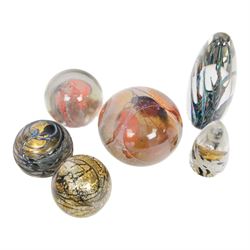  Pauline Solven paperweight, together with Island Studio Glass paperweight, Strathean glas...