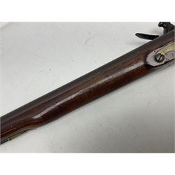 18th century flintlock coaching carbine, approximately 24-bore, maker Grice dated 1759, the 56cm(22