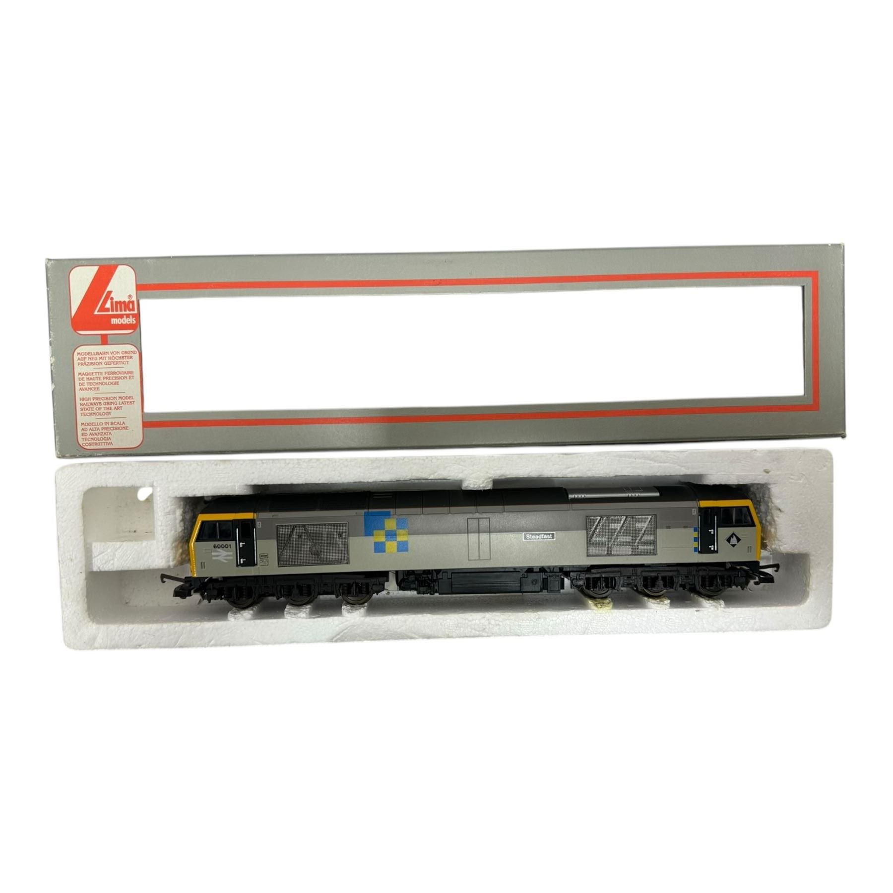 Four Lima '00' gauge locomotives, comprising 205106MWG BR Co-Co class 55 'The Fife & Forfar Yeomanry' no. 9006, Class 59 Diesel Locomotive 'Vale of York' no. 59201, 205106MWG Class 55 Deltic 'Royal Scots Grey' no.55022 and 205020A2 Class 60 Diesel 'Steadfast' no. 60001 and two Lima Super Sprinter coaches, all boxed 