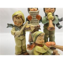 Two large Hummel figure group by Goebel, Strike up the Band and On Our Way, largest H21cm