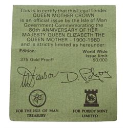 Isle of Man 1980  'Queen Mother's 80th Birthday', 9ct gold crown, boxed with certificate