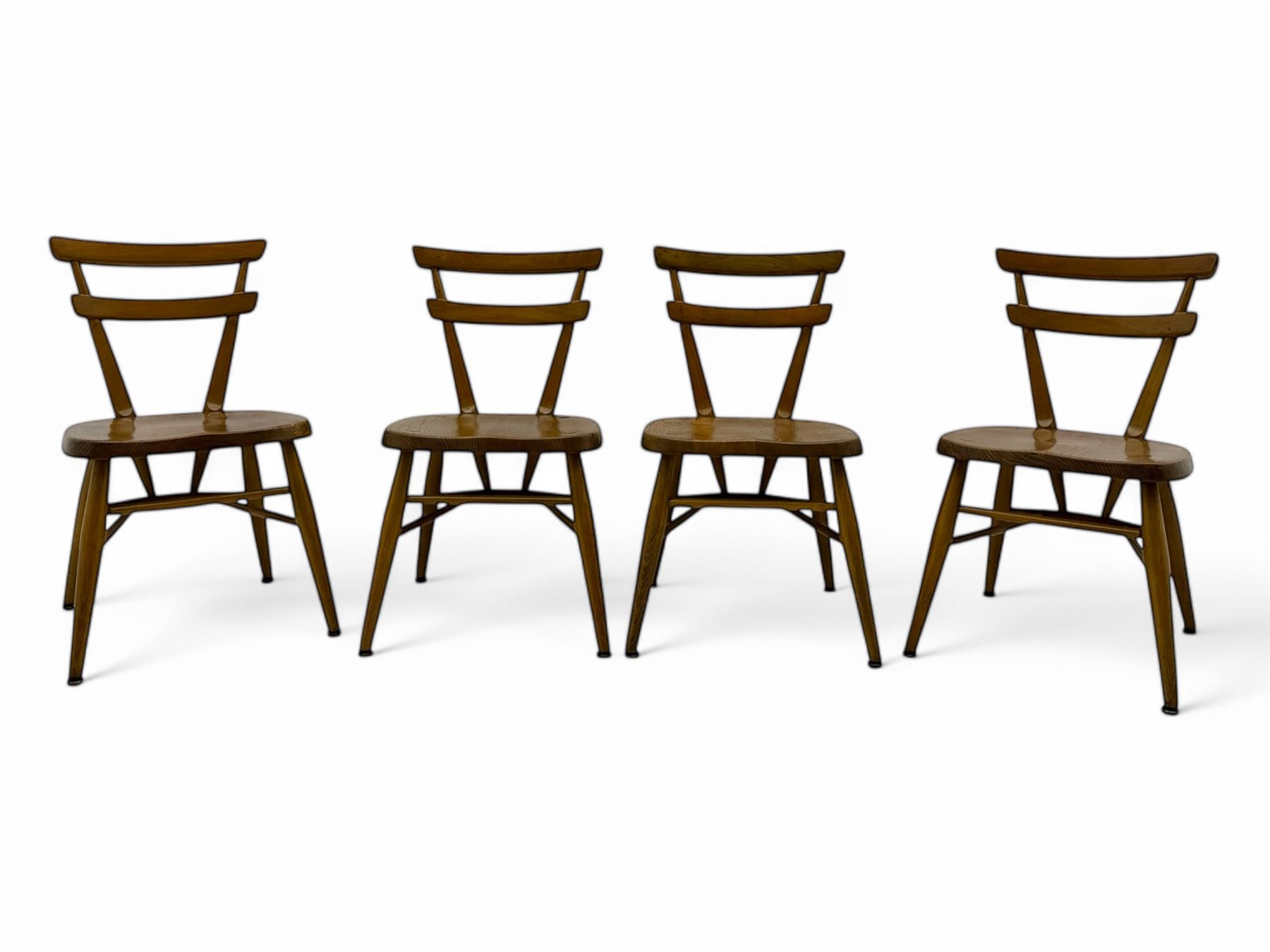 Lucian Ercolani for Ercol - mid-20th century set of four ‘Yellow Dot’ elm and beech child’s chairs