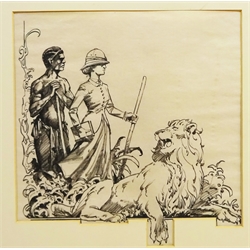 Michael G Ploog (USA 1942-): Exploration, pencil unsigned 27cm x 26cm
Provenance: gift to the vendor from the artist's wife and author Marianne Meyerhoff (Four Girls from Berlin). Ploog is an American storyboard and comic book artist, and a visual designer for films. In comics, Ploog is best known for his work on Marvel Comics' 1970s

