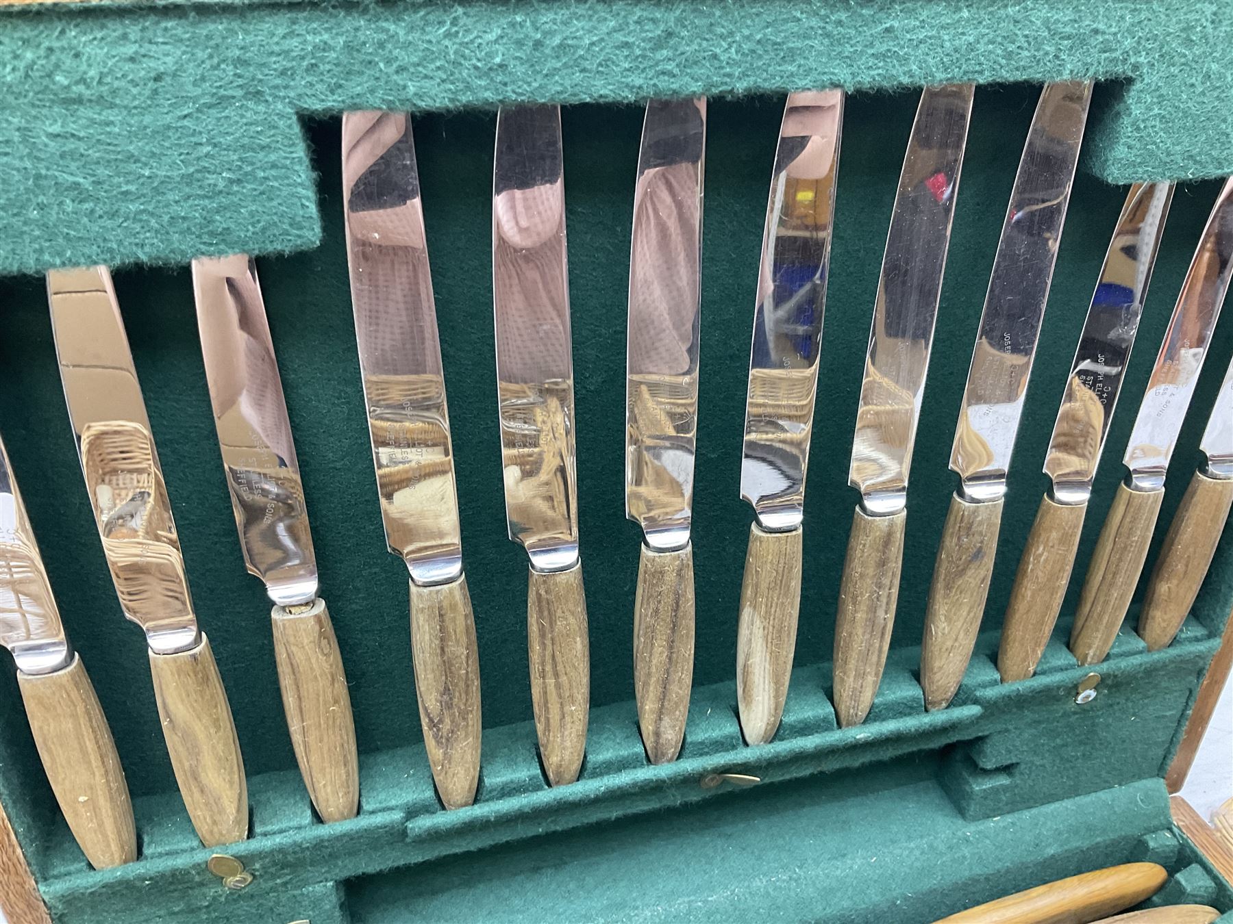 20th century Joseph Elliot & Sons cased canteen of cutlery together with other cutlery to include silver-plate examples