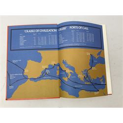 Queen Elizabeth II cradle of civilization cruise 1976 bronze medallion with related book and two other Queen Elizabeth II commemorative medallions for cruises in 1975 and 1976, all cased