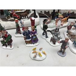 Christmas decorations; Premier LED Christmas Village scene with moving train, together with three Lumineo christmas scenes, and other similar 