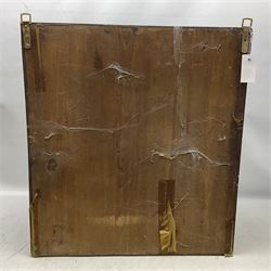 Taxidermy: 19th century cased display Red Fox (Vulpes vulpes), full adult mount in seated position with tail curled in front, in a naturalistic setting, encased within a ebonised single pane display case, H64cm, L58cm