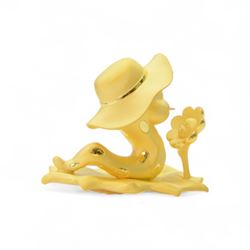 24ct gold model of a snake wearing a hat on a leaf with a sunflower, within a display case, with original box, retailed by Chow Tai Fook Jewellery, Hong Kong