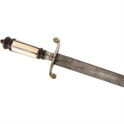 19th century English naval officers dirk, with 44cm straight fullered blade, bone handle with curved quillon, overall L57cm