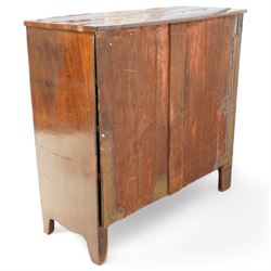 19th century mahogany bow-front chest, fitted with two short and three long graduating cock-beaded drawers, on bracket feet 
