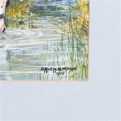 Dorothy Margaret Alderson (British 1900-1992) and Elizabeth Mary Alderson (British 1900-1988): Horses Watering, watercolour signed and dated 1977, 36cm x 51cm 