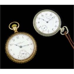  Gold plated pocket watch by Paillard non-magnetic watch company Chicago Ill. U.S.A no 15674121 case by Fahys Montauk and a South Bend Ind U.S.A nickeloid pocket watch no 509483  