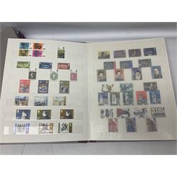 Stamps including first day covers some with special postmarks, various PHQ cards, small number of Queen Elizabeth II mint stamps in presentation packs, World stamps etc, housed in various folders, stockbooks and loose, in one box