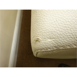  Large white leatherette corner sofa, with adjustable head rest, W296cm, H85cm, D105cm  