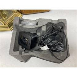 Kundo quartz clock, miniature brass clocks, two barometers, Sony digital camera, Nokia phone, Monarch Remington typewriter, commemorative Shilling etc