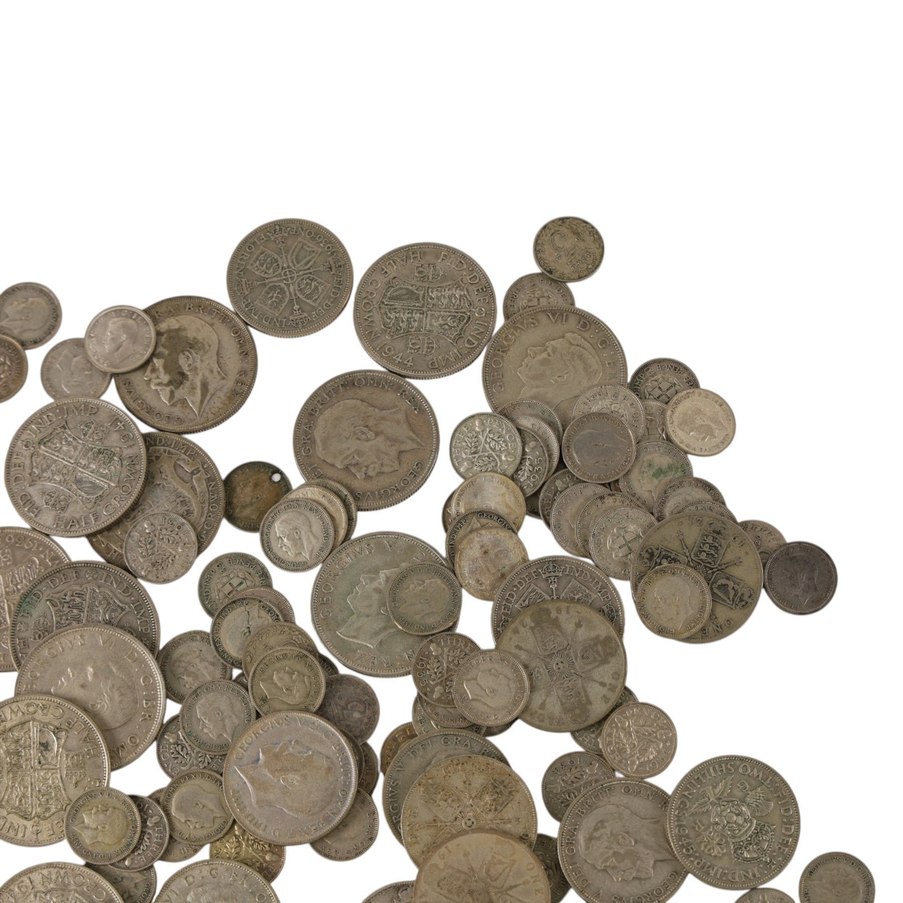 Approximately 560 grams of Great British pre-1947 silver coins