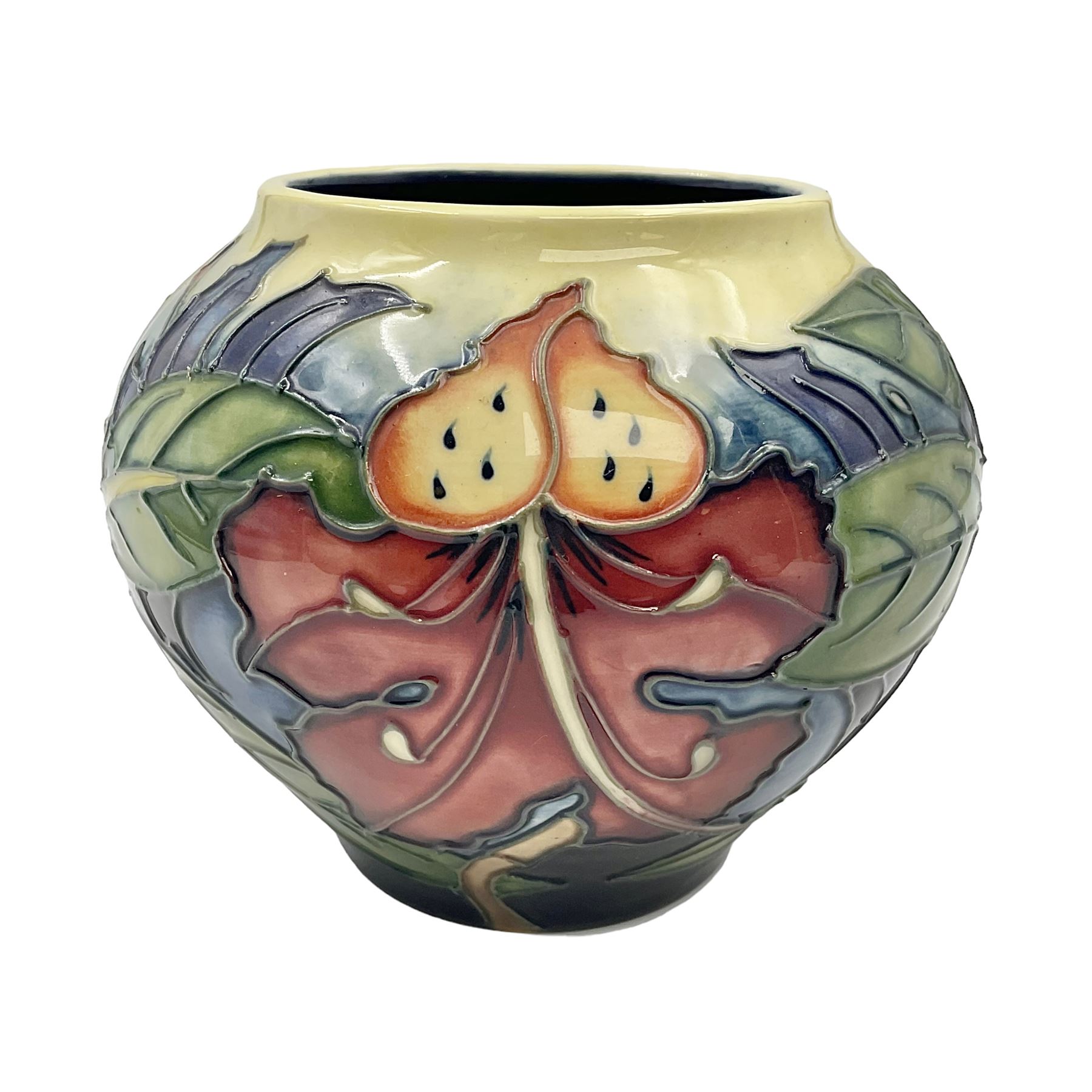 Moorcroft  vase, of squat form, decorated in the 'Simeon' pattern by Philip Gibson, dated 1999, H11.5cm 