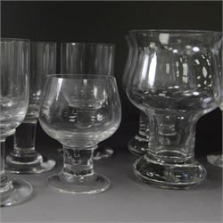 Dartington Crystal pieces designed by Frank Thrower, including claret glasses, Vin decanter, ale glasses and brandy glasses