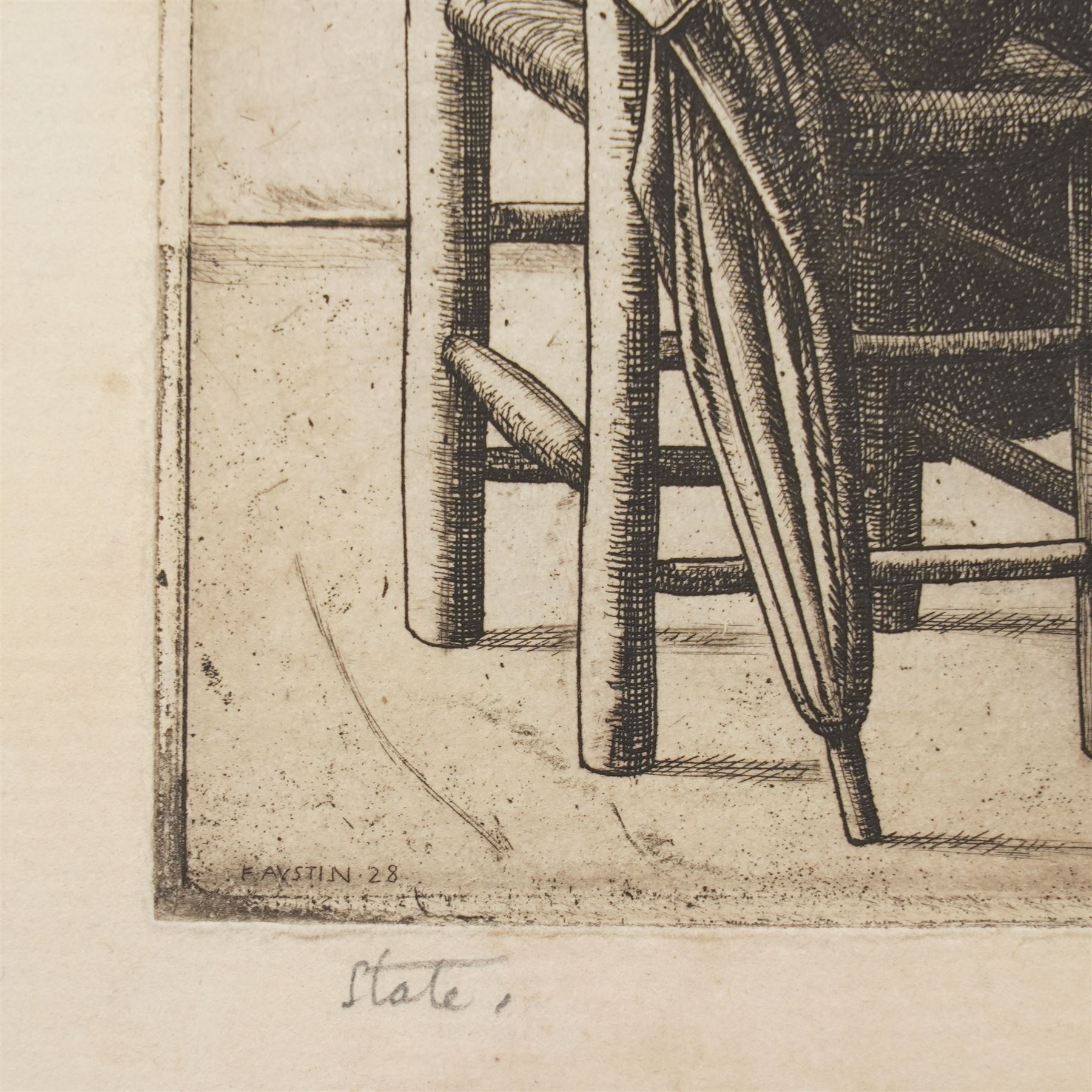 Frederick George Austin (British 1902-1990): A Peasant Family in Prayer, drypoint etching signed and dated 1928 in pencil 13cm x 16cm (unframed)
Provenance: direct from the granddaughter of the artist