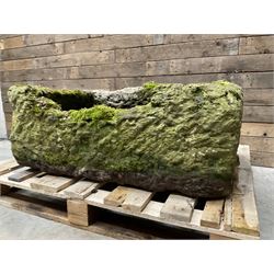 Large 19th century weathered rectangular stone trough