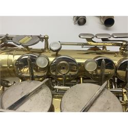 Czechoslovakian Boosey & Hawkes Powertone alto saxophone, serial no.125362; in fitted carrying case with crook