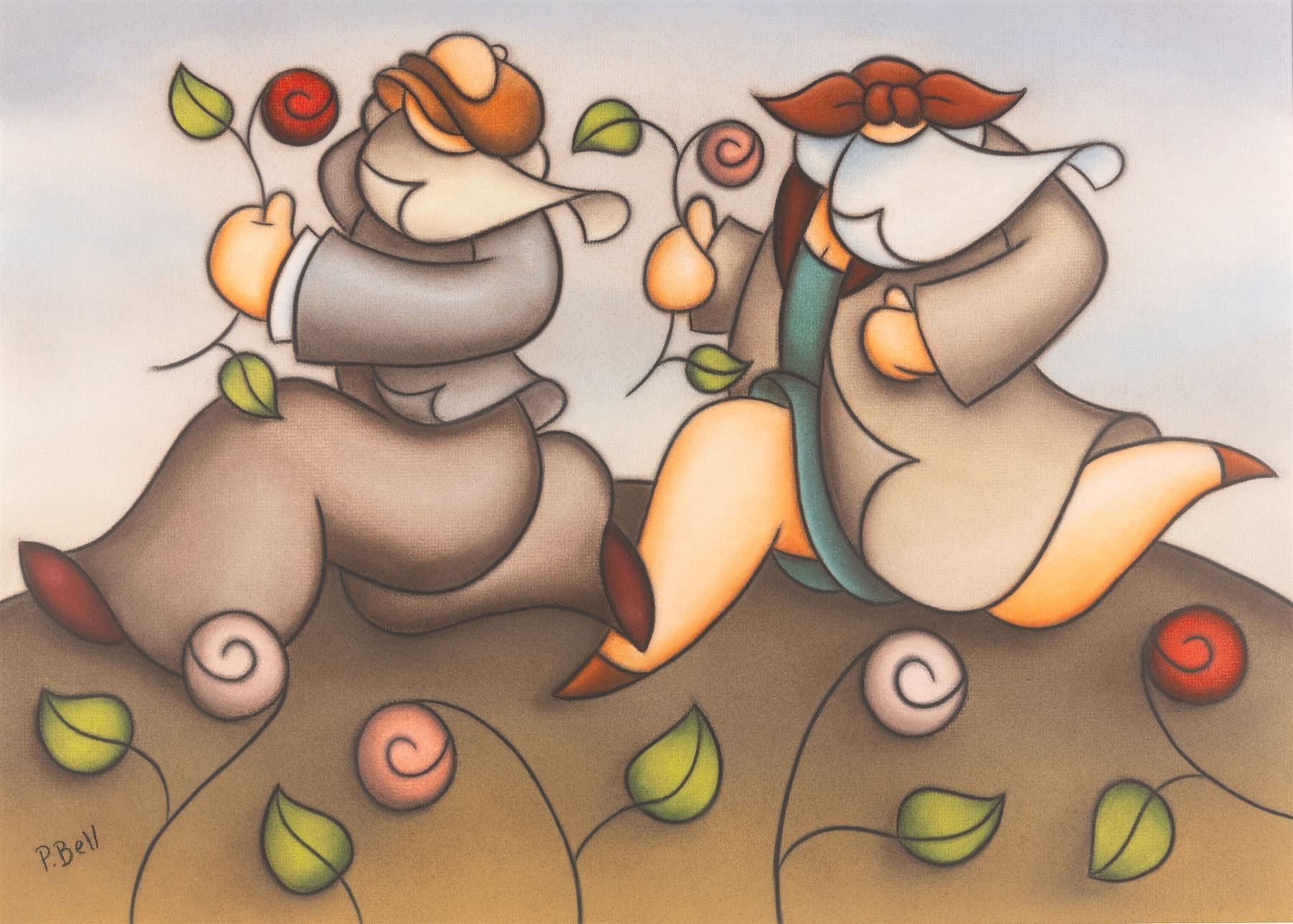 Peter Bell (Hull Contemporary): 'The Day the Flowers Come', pastel signed, titled verso 55cm x 77cm